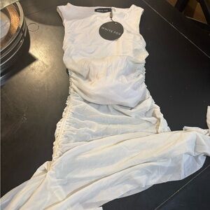 White Fox Boutique Ruched White Mini Dress size XS NEW